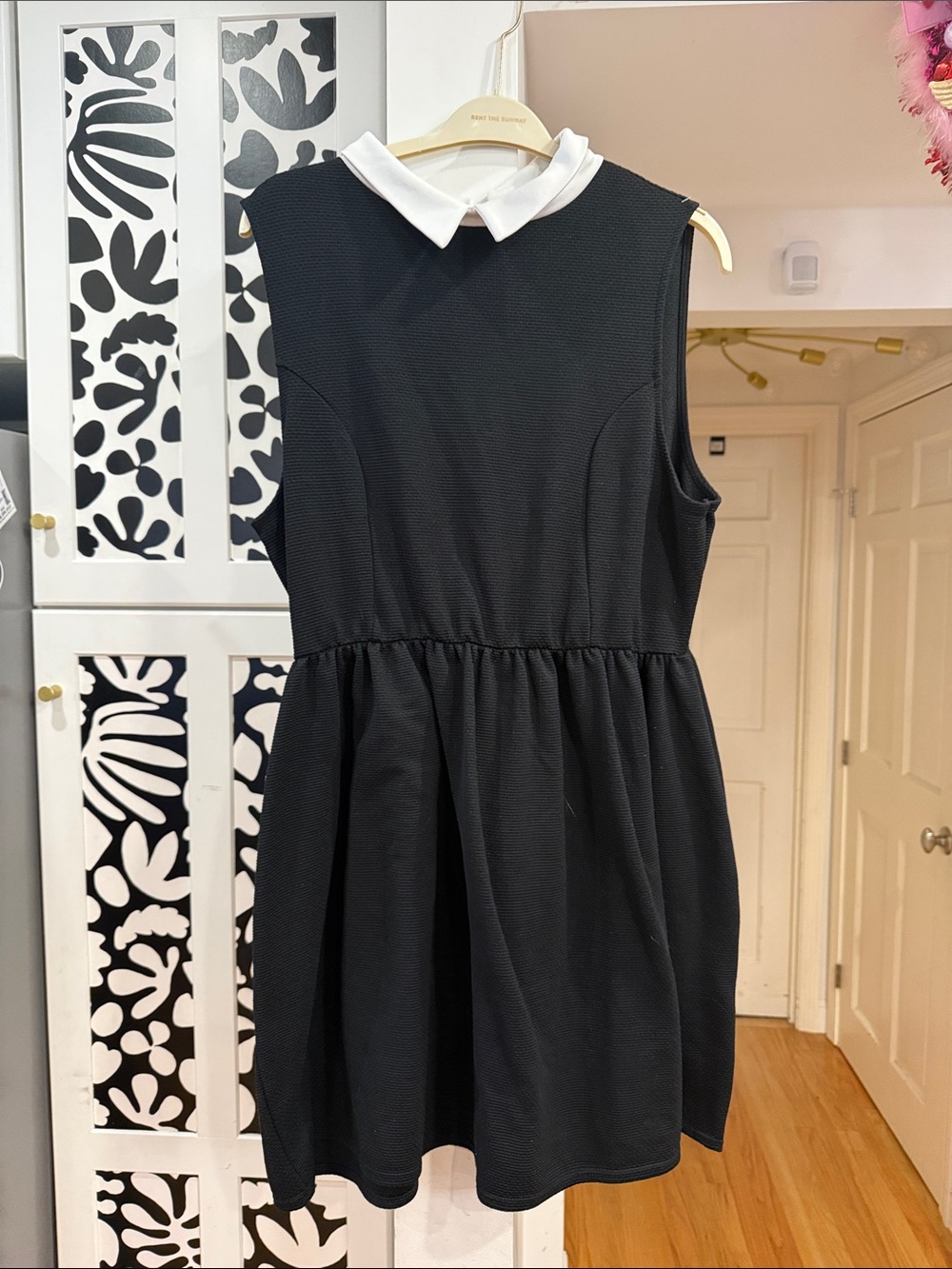 ASOS new look inspire white collared black dress